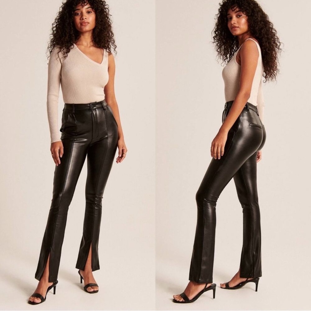 Abercrombie Skinny Ultra High Rise Leather Pants with Slit - Size 24